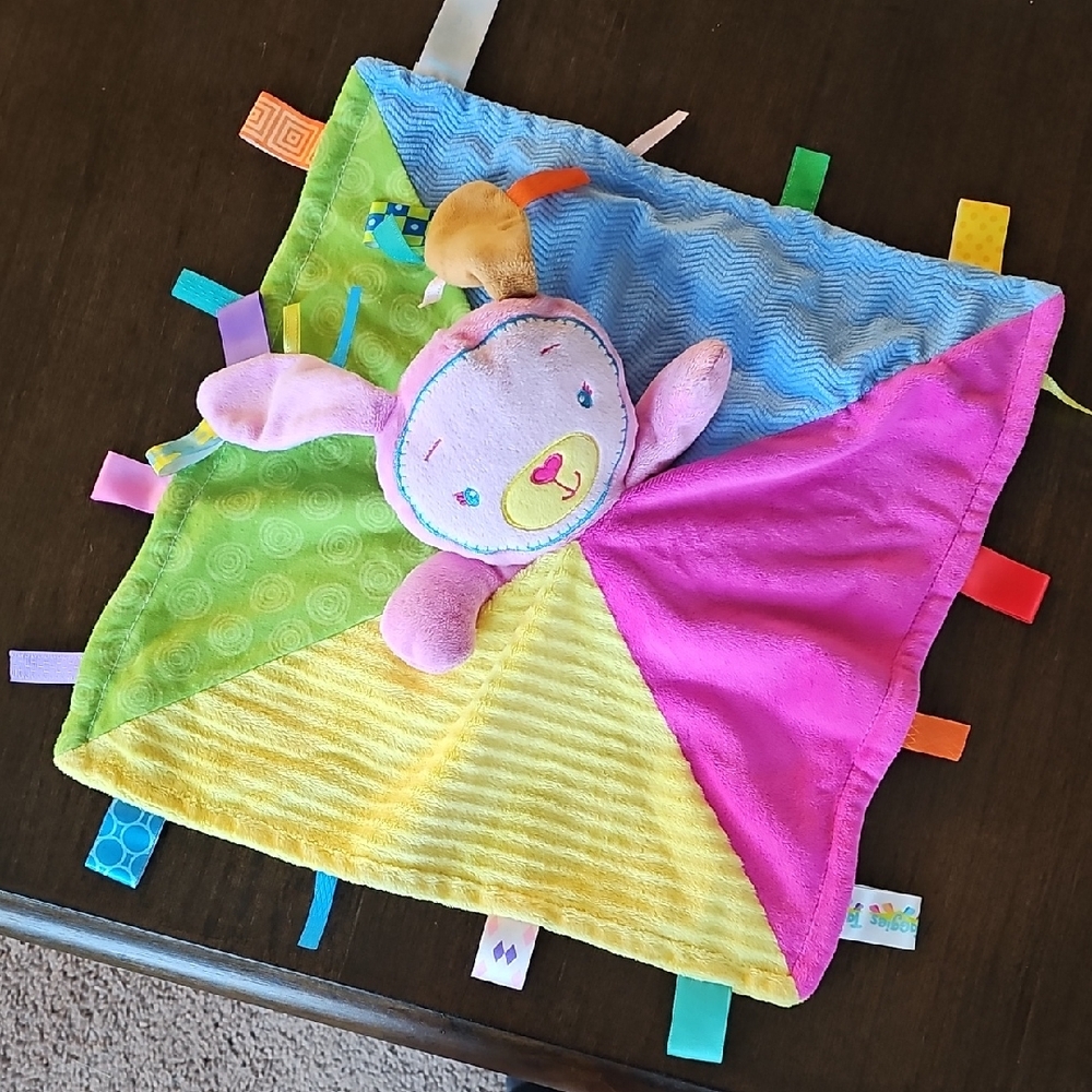 Taggies Pink and Yellow Stuffed Animal Blanket